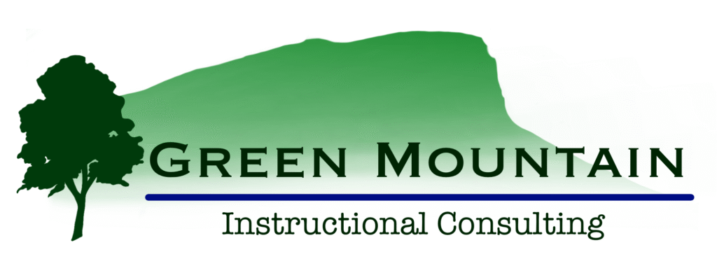 Green Mountain Instructional Consulting logo, featuring the silhouette of Camel's Hump mountain and a tree